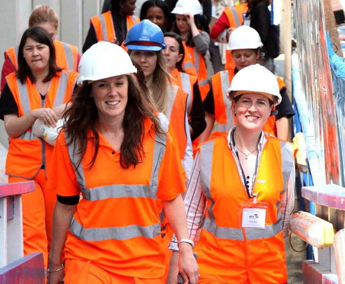 Women on construction site during National Women in Engineering Day